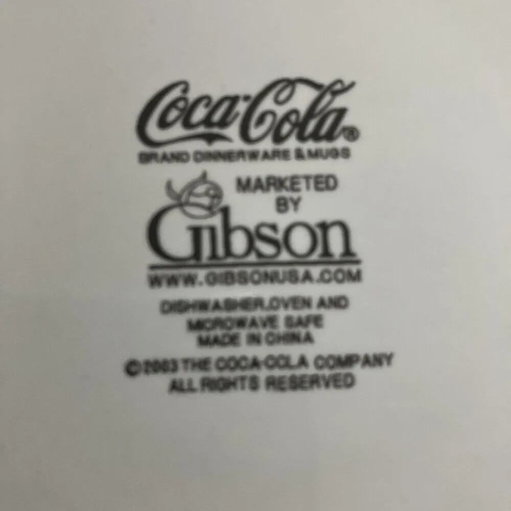 Coca-Cola Cafe Dinner Plates 4 Marketed By Gibson 2003 The Coca-Cola Company